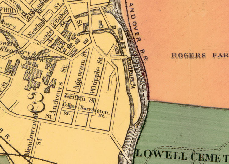 Vintage Map of Lowell Massachusetts 1881 OLD MAPS AND VINTAGE PRINTS