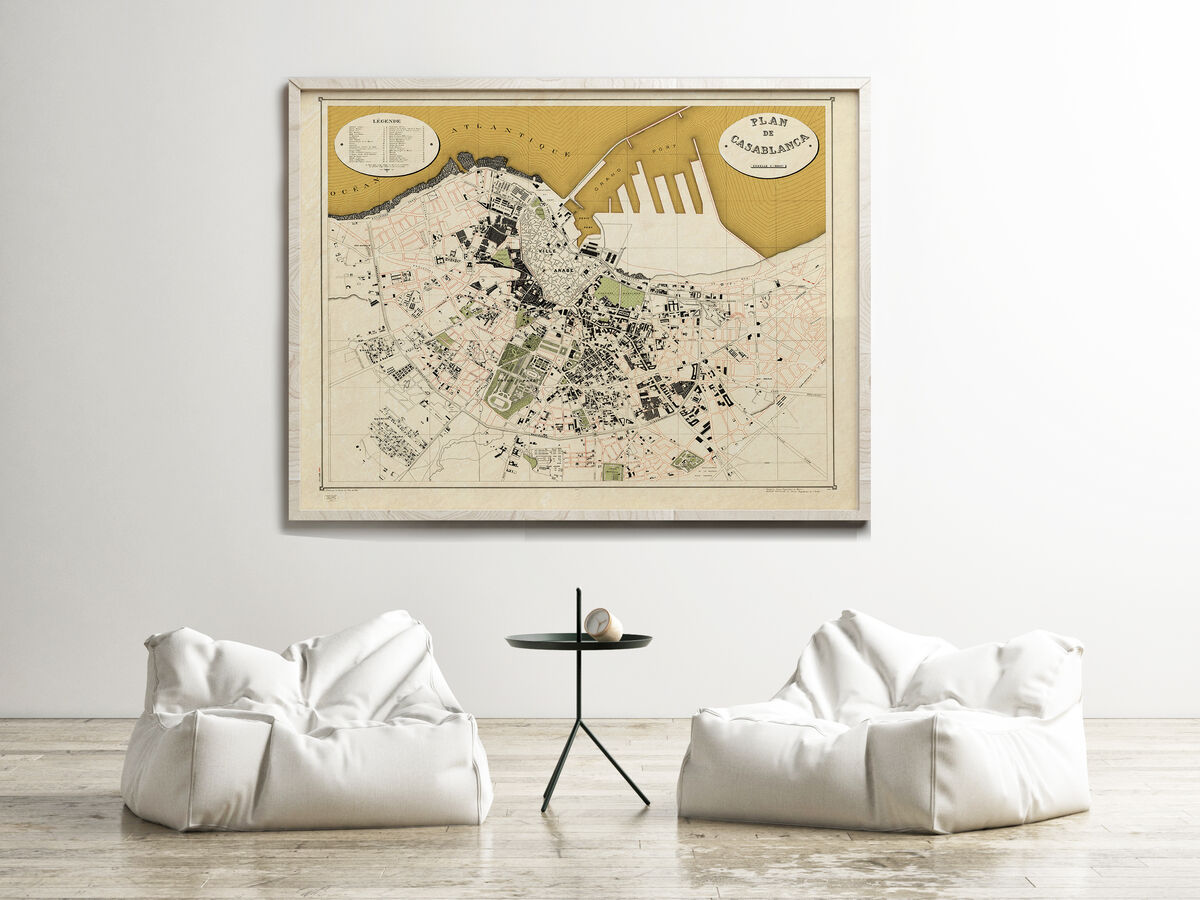 Old Map of Casablanca Morocco 1920 Vintage Map Wall Map Print - VINTAGE MAPS  AND PRINTS, image size:1200x900