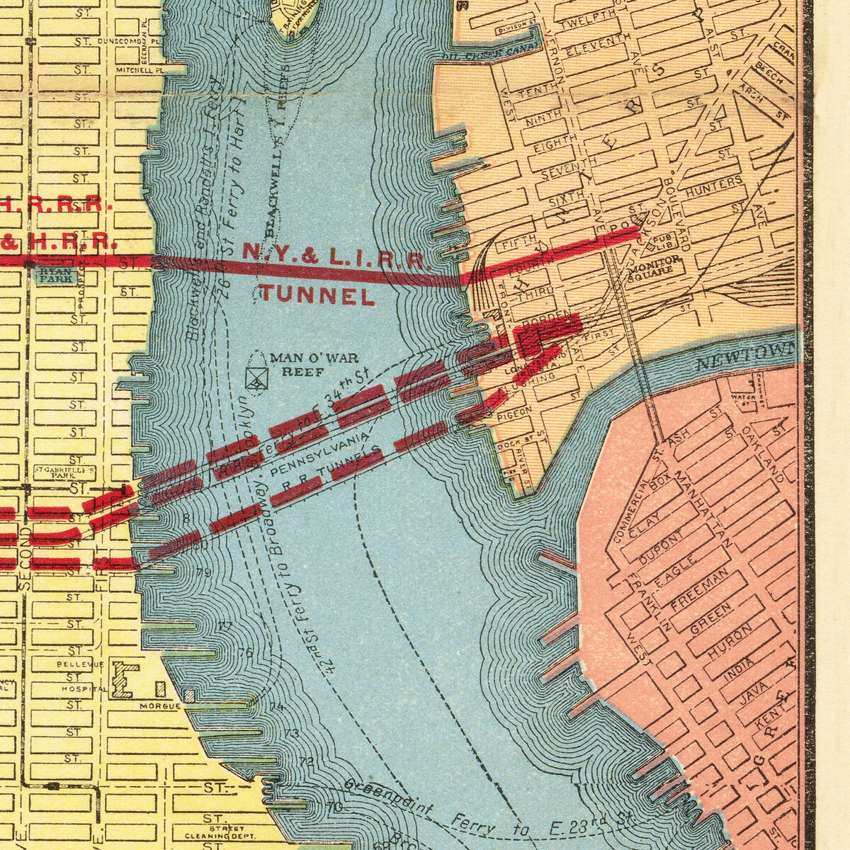 Old Map of New York Underground Subway Lines 1908 Vintage Map - product images  of 