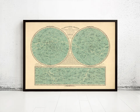 Antique,Celestial,Planisphere,1938,showing,main,stars,celestial chart, Art,Reproduction,Open_Edition,vintage_map,globe,antique_map,celestial_map,planisphere_celeste,astronomical_map,astronomy_antique,Zodiac_Night_Sky,celestial_chart,decorative_wall,wall_decor