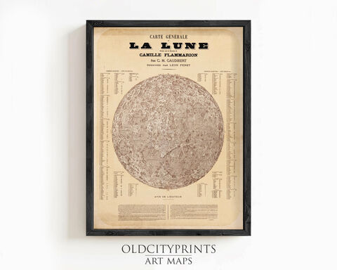 Antique,Moon,Chart,1887,Carte,générale,de,la,lune,Vintage,|,Map,Wall,Art,Print,moon chart, Art,Reproduction,Open_Edition,vintage_map,globe,antique_map,celestial_map,map of the moon, moon vintage poster, moon wall decor