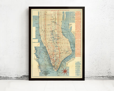 Old,Map,of,New,York,and,Manhattan,1879,Vintage,Wall,Print,new york map, old map of new york, vintage decor, old maps, manhattan map
