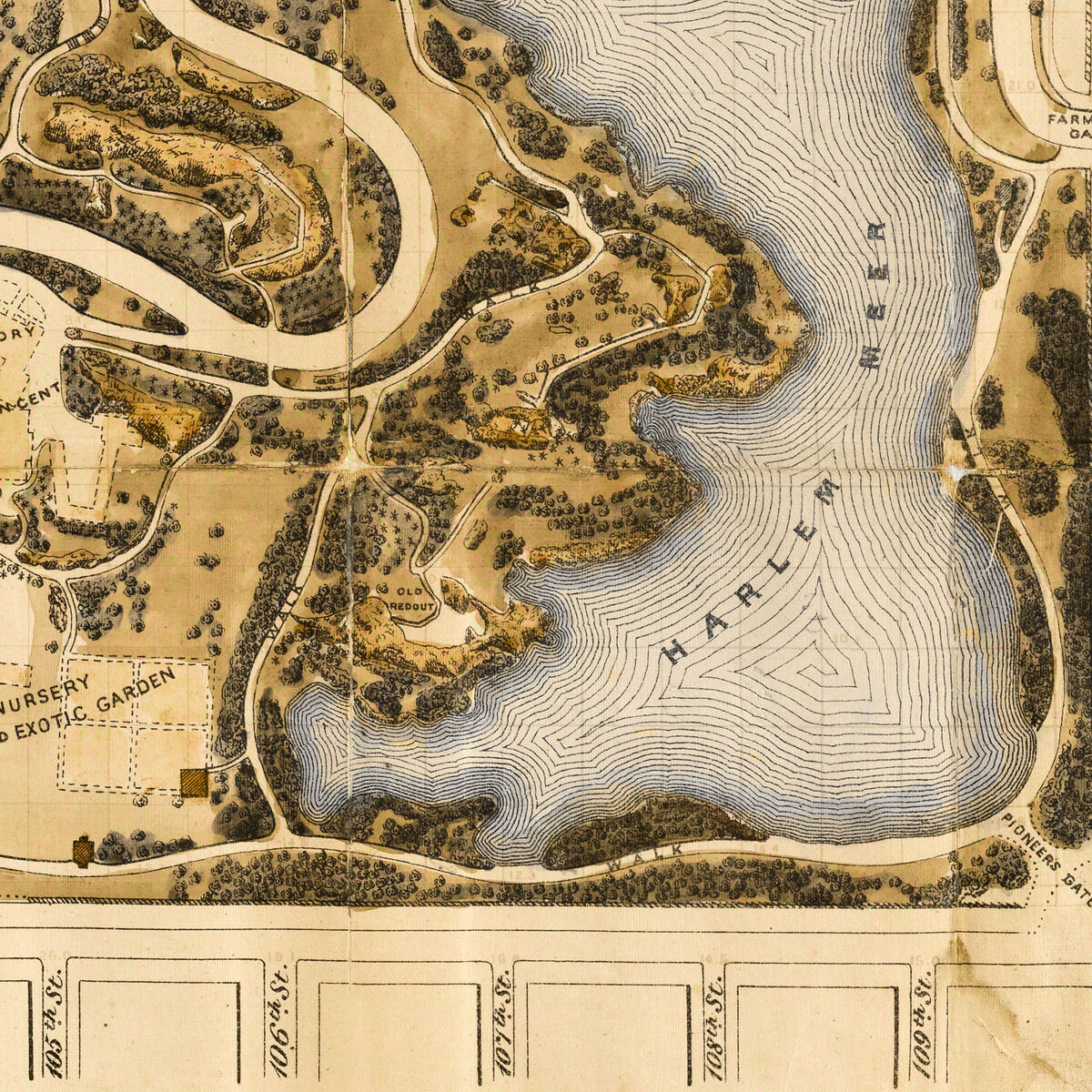 Old Central Park Map New York 1873 Vintage Central Park Plan SEPIA | Vintage Map Wall Art Print  - product images  of 