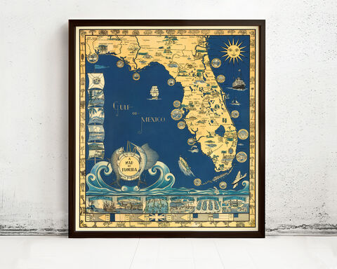 Old,Map,of,Florida,1935,Vintage,Wall,Print,Art,Reproduction,Open_Edition,United_States,USA,retro,florida,florida_map,florida_vintage,old_map_of_florida,florida_retro,antique_florida,florida_poster,florida_gift,old_map_florida,west_coast