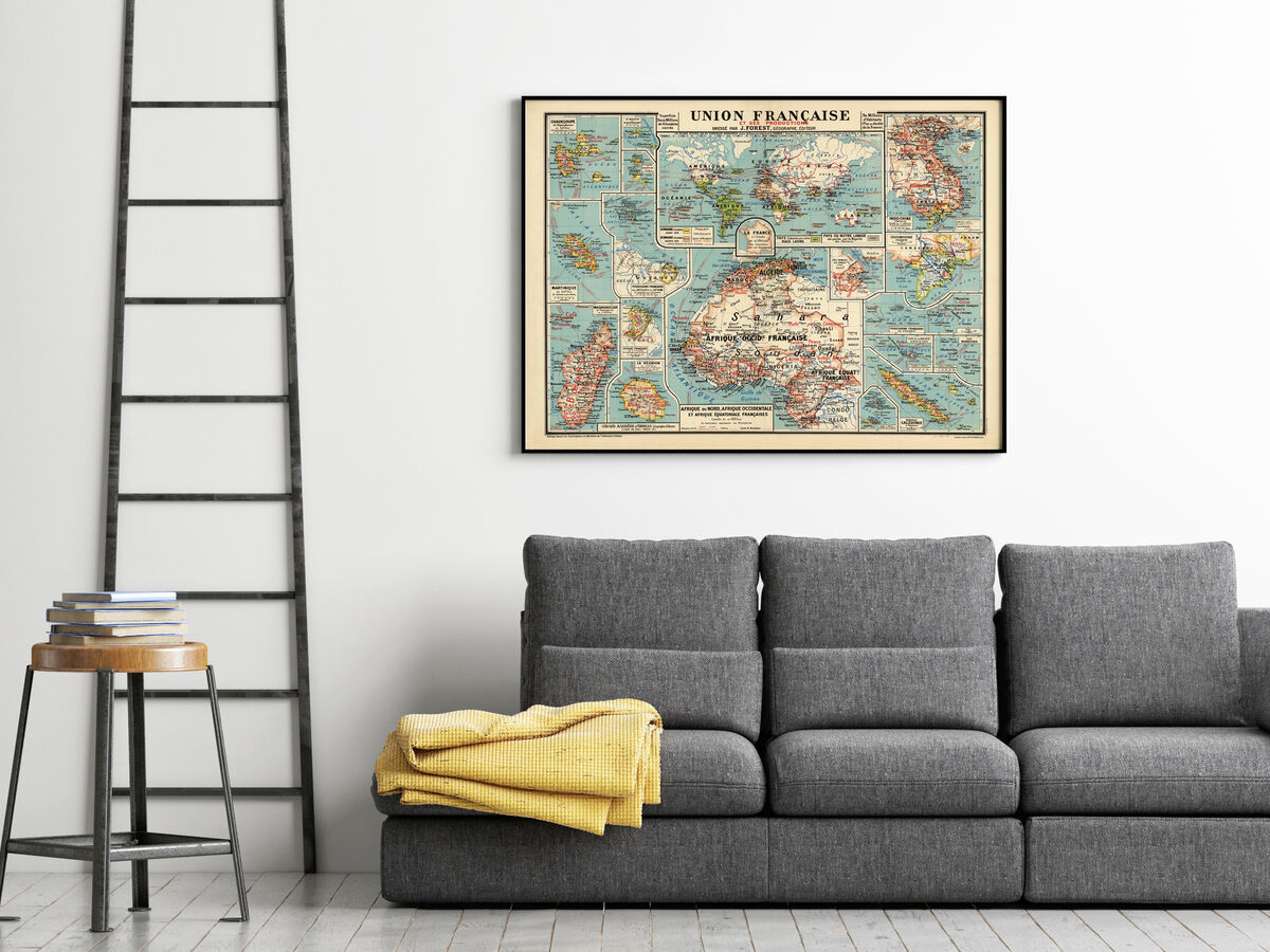 Old Map of French Colonies 1950 Antique Territoires et Possessions Print - product images  of 