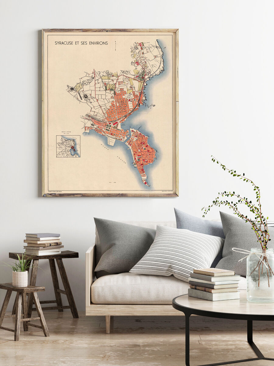 Old Map of Syracuse Sicily Italia 1930 Vintage Map Wall Map Print - product images  of 