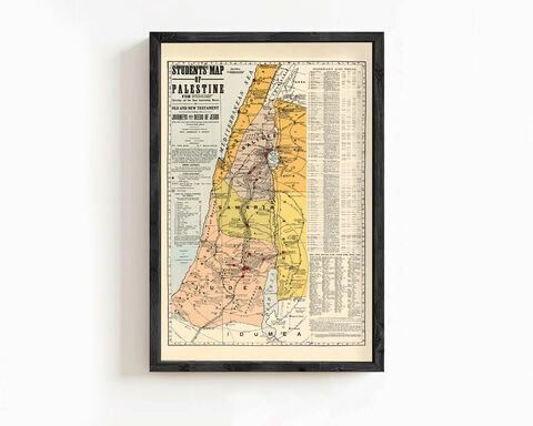 Old,Map,of,Israel,Palestine,1905,Religious,Vintage,Wall,Print,Art,Reproduction,Open_Edition,vintage,ancient,old_map,Jesus,Middle_East,Thematic,nazareth,judea,samaria