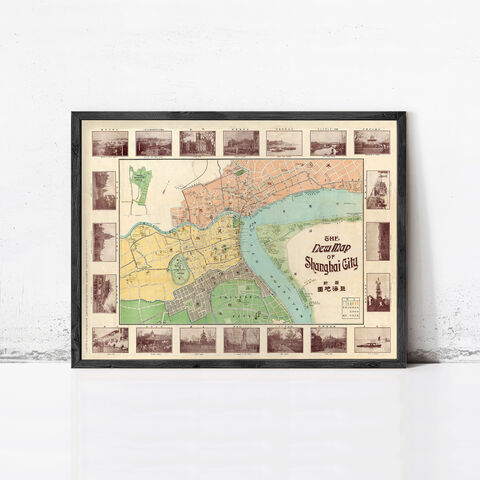 Old,Map,of,Shanghai,1908,China,Vintage,Wall,Print,shanghai, shanghai map, map of shanghai, shanghai china, vintage, poster, map, xangai