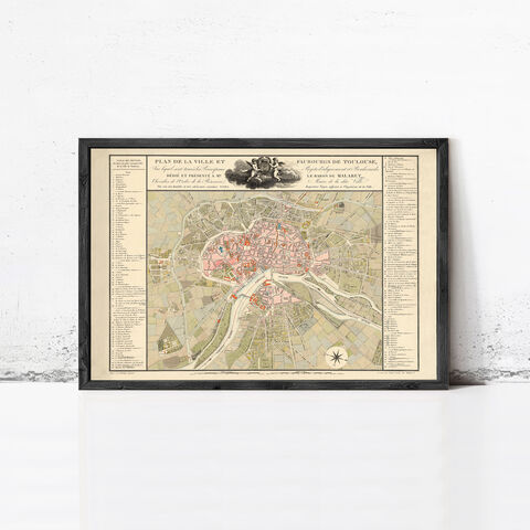 Old,Map,of,Toulouse,France,1850,Vintage,Wall,Print,toulouse, toulouse france, toulouse map, map of toulouse, toulouse poster