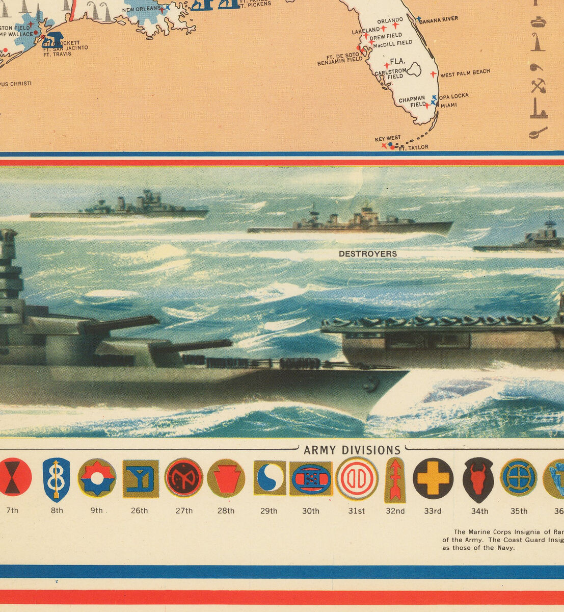 Defense Map of United States America 1942 Mobilization of our Military and Economic Resources | Wall Map Print - product images  of 