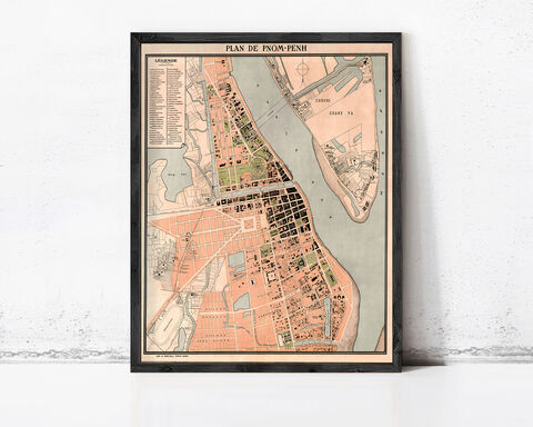 Old,Map,of,Phnom,Penh,Cambodia,1920,Vintage,map of Phnom Penh , old map of Phnom Penh , Phnom Penh cambodia map, Phnom Penh  map print, Phnom Penh old map