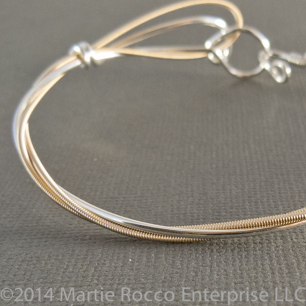 Sterling Silver Guitar String bracelet with phosphorous bronze string