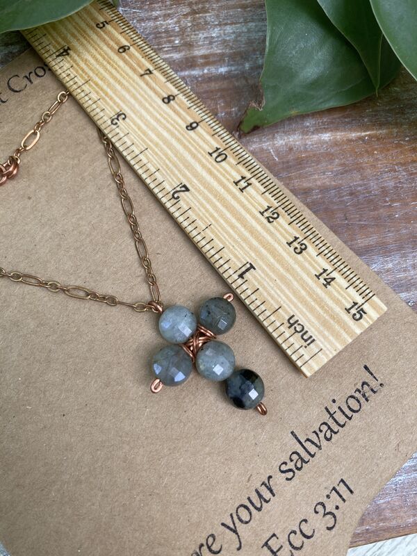 Labradorite Cross Copper Necklace | 18in - product image  