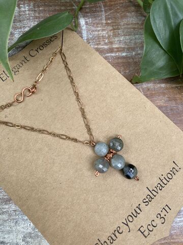 Labradorite,Cross,Copper,Necklace,|,18in,copper jewelry, slow fashion, buy less but better, religious jewelry, christian gift, cross jewelry, crosses, women gifts, mom gifts, daughter gifts, wedding gifts, coppersmith, beaded cross, gemstone cross, gemstones, gemstone jewelry, small business, fa