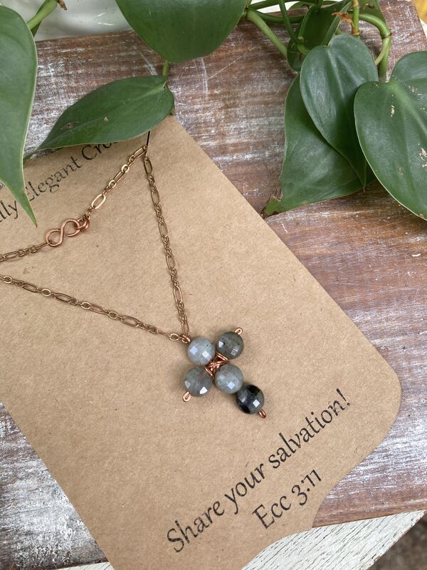 Labradorite Cross Copper Necklace | 18in - product image  