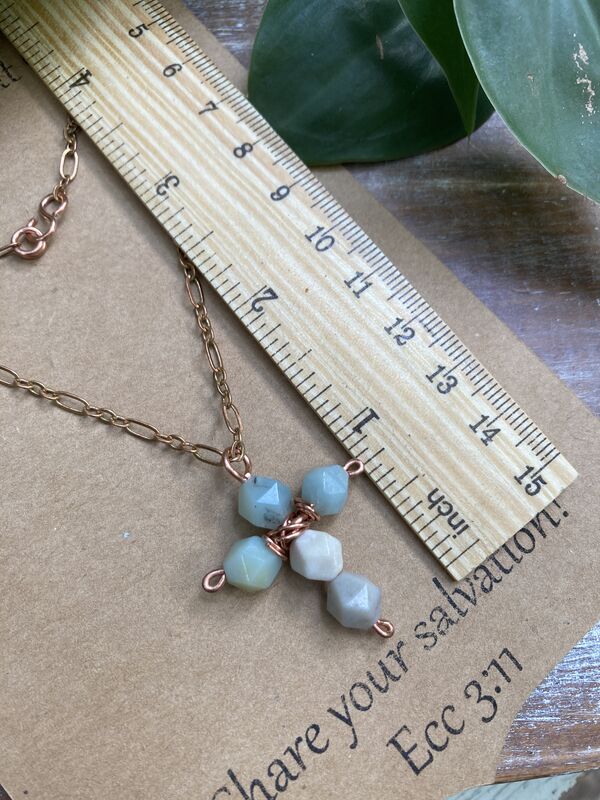 Amazonite Copper Cross Necklace | 18in - product image  