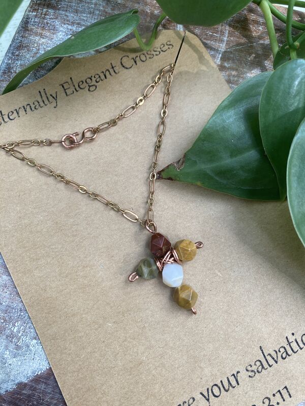Ocean Jasper Cross Copper Necklace | 18in - product image  