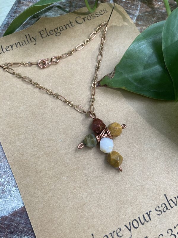 Ocean Jasper Cross Copper Necklace | 18in - product image  