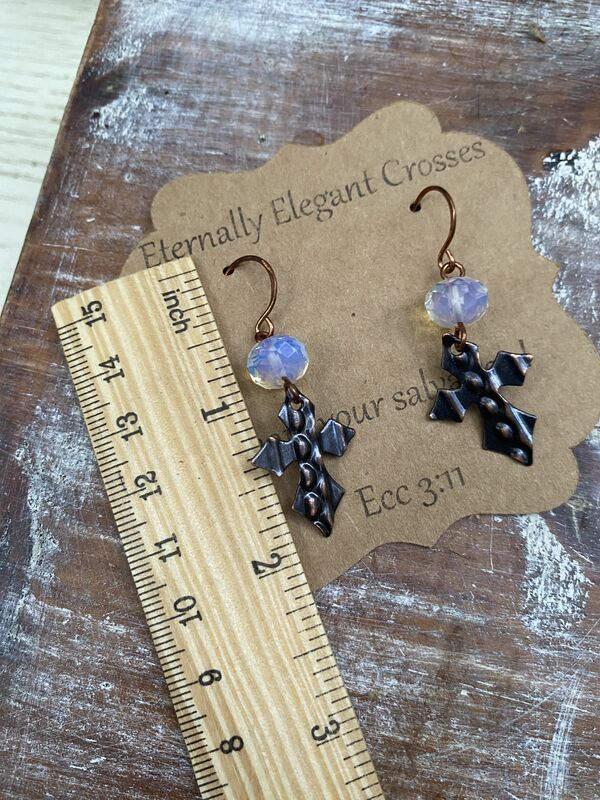 Opal Copper Cross Earrings - product image  