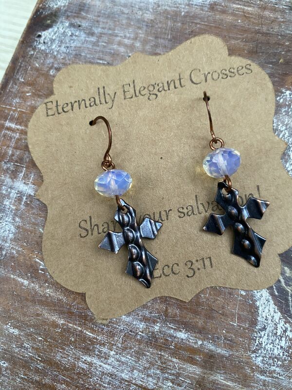 Opal Copper Cross Earrings - product image  