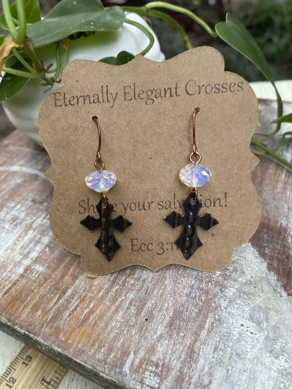 Opal Copper Cross Earrings - product image  