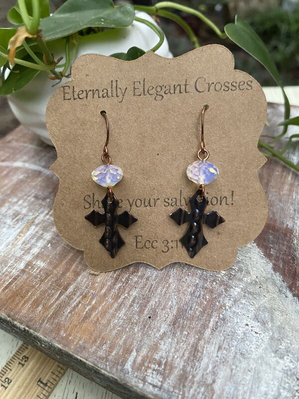 Opal Copper Cross Earrings - product image  