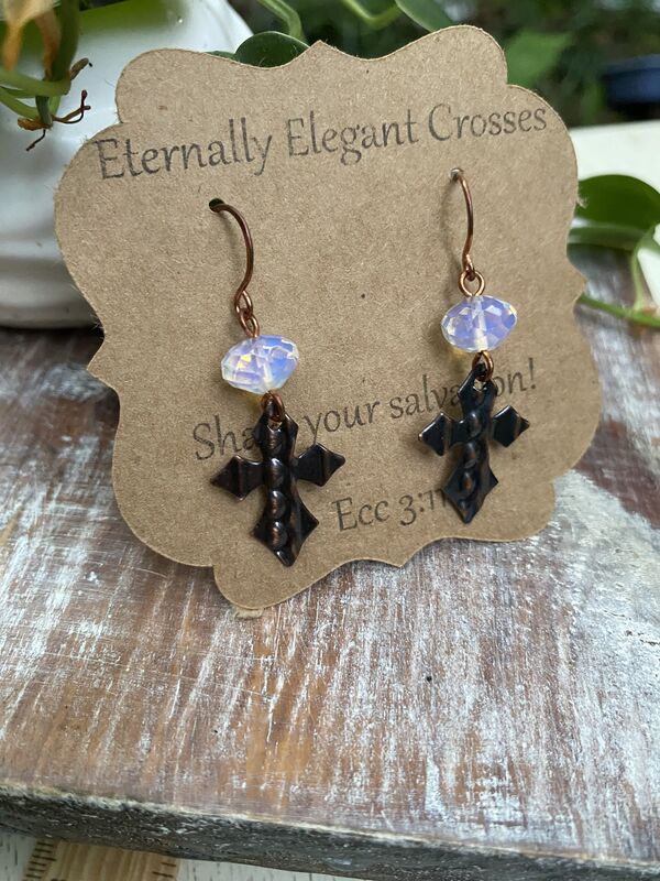 Opal Copper Cross Earrings - product image  