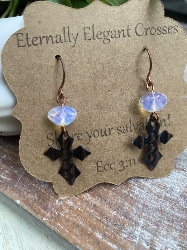 Opal Copper Cross Earrings - product image  