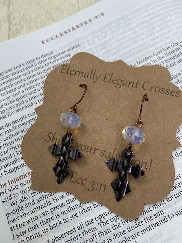 Opal Copper Cross Earrings - product image  