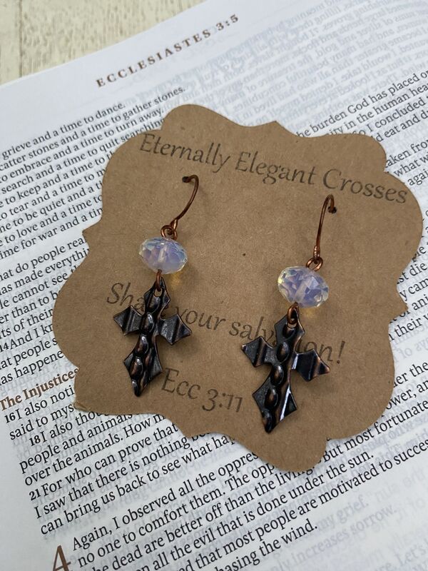 Opal Copper Cross Earrings - product image  