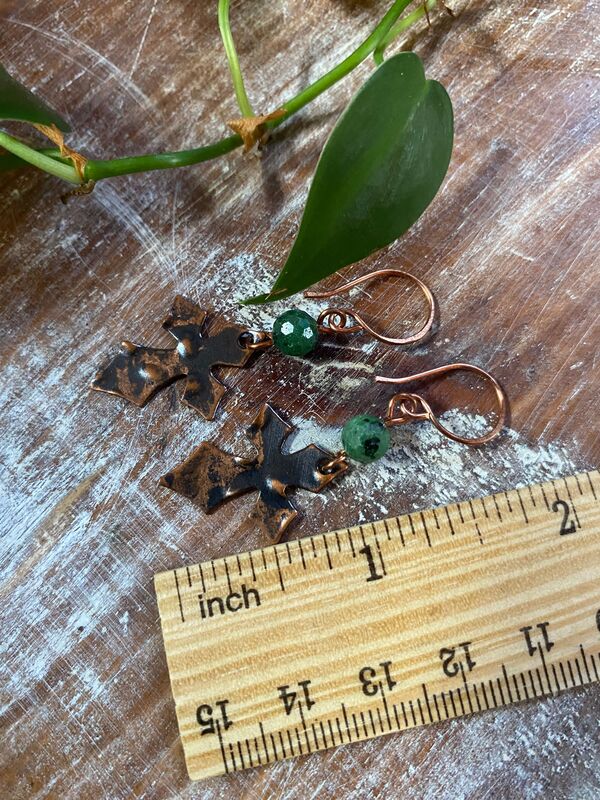 Ruby Zoisite Copper Cross Earrings - product images  of 