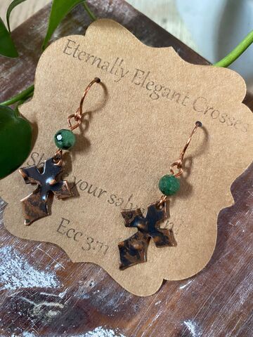 Ruby,Zoisite,Copper,Cross,Earrings,copper jewelry, God is Love, Talk to God, carry your cross, pick up your cross, slow fashion, buy less but better, religious jewelry, christian gift, cross jewelry, crosses, women gifts, mom gifts, daughter gifts, wedding gifts, coppersmith, beaded cross