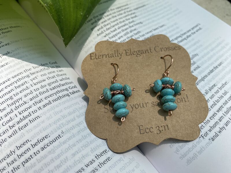 Howlite Beaded Cross Earrings - product images  of 
