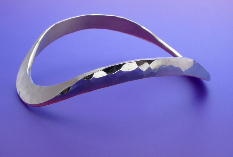 Sterling Silver Forged Bangle, oval - product images