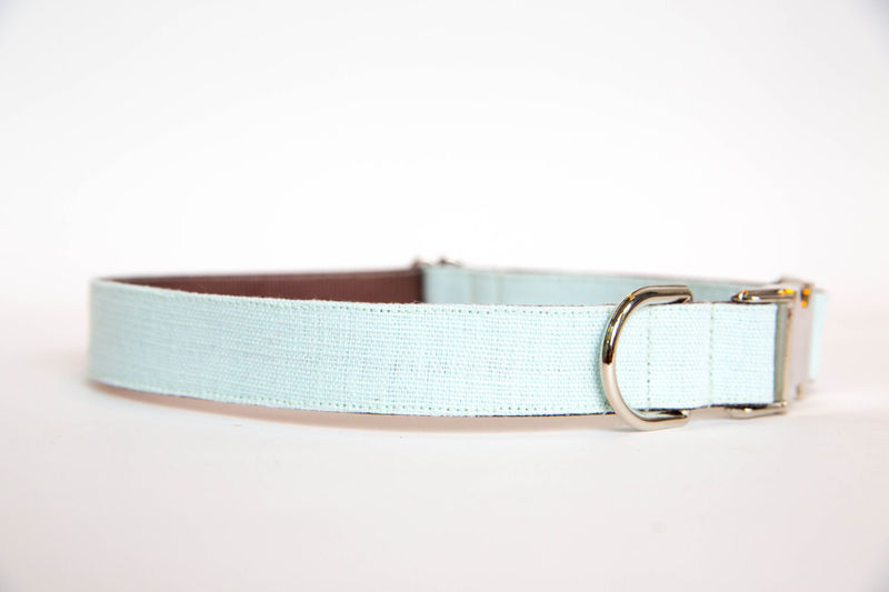 Washed Linen Dog Collar - Colors in Turquoise, Mint, Pink and Green - product images  of 