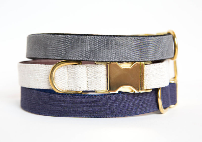 Washed Linen Dog Collar - Neutrals in Navy, Natural and Grey - product images  of 
