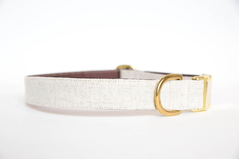 Washed Linen Dog Collar - Neutrals in Navy, Natural and Grey - product images  of 