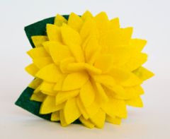 Dog,Collar,Flower,-,Yellow,Dahlia,dog collar flower, flower for dog collar, dog collar flowers, dog collar, flowers, flower, felt flower, wedding dog collar