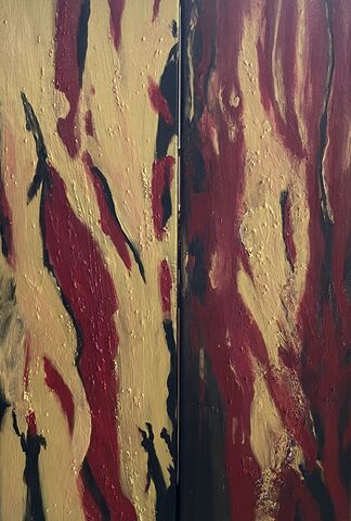 Crimson,and,Gold,(Resin,finish),abstract
