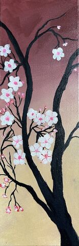 Blossoms,Dancing,at,Dusk,-,Can,be,bought,individually-Resin,Finished,Cherry Blossoms, sunset, vibrant 