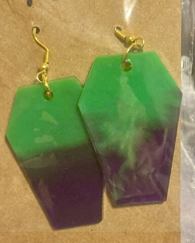 Coffin,Earrings,Coffin Earrings, Coffin Dangles, Spooky Statement Earrings, Lightweight Resin Jewelry, Goth Earrings, Alternative Fashion, Gothic Aesthetic, Emo Jewelry, Punk Earrings, Halloween Earrings Spooky, Jewelry Macabre Accessories, Witchy Jewelry, Sterling Silve