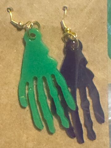 Skeleton,Hand,Earrings,Handmade Resin Earrings, Spooky Statement Jewelry, Gothic Aesthetic Dangles, Alternative Fashion Accessories, Witchy Jewelry, Emo Punk Earrings, Lightweight Resin Dangles, Halloween Earrings, Festive Dangles, Unique Goth Jewelry, .925 Sterling Silver Earr
