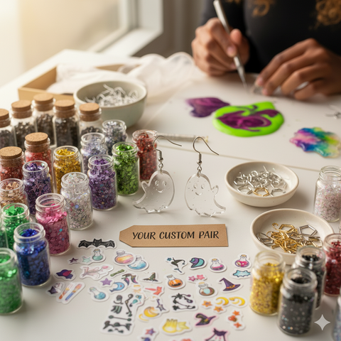 Custom,Pair,of,Earrings,Custom Resin Earrings, Personalized Goth Jewelry, Custom Spooky Earrings, Design Your Own Earrings, Custom Handmade Earrings, Hypoallergenic Custom Hooks, Sterling Silver Custom Jewelry, Personalized spooky gift for her, Alternative Jewelry Commission, Be