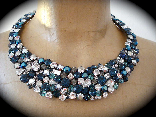 Dark Blue Statement Necklace - The Crystal Rose Bridal Jewelry and ...