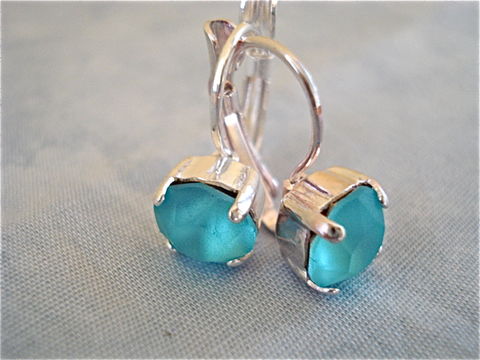 Silver Plated Lever Back Earrings Tiffany Blue The Crystal Rose Silver Plated Lever Back Earrings Tiffany Blue