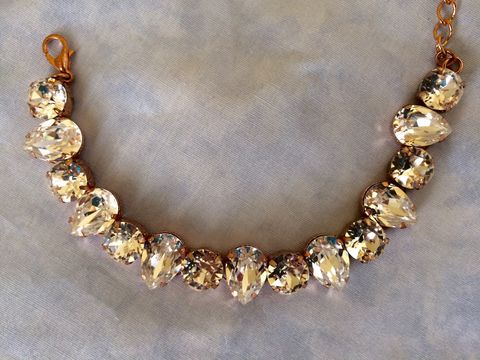 Rose Gold Crystal Bridal Bracelet Bridesmaid Tennis The Rose Gold Clic Teardrop Bridal Bracelet