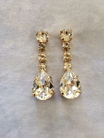 Swarovski Crystal Large Star Tear Drop Earrings The Rose Swarovski Crystal Gold Dangle Tear Drop Earrings