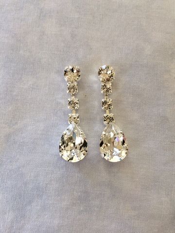 Swarovski Crystal Silver Dangle Tear Drop Earrings The Swarovski Crystal Silver Dangle Tear Drop Earrings