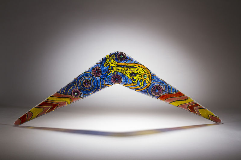 Aboriginal Art Glass Boomerang 01 - product images