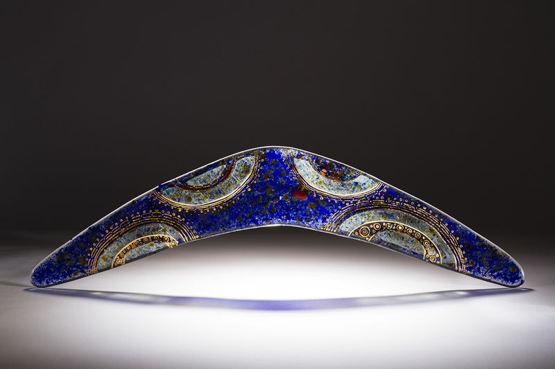 Aboriginal Art Glass Boomerang 02 - product images
